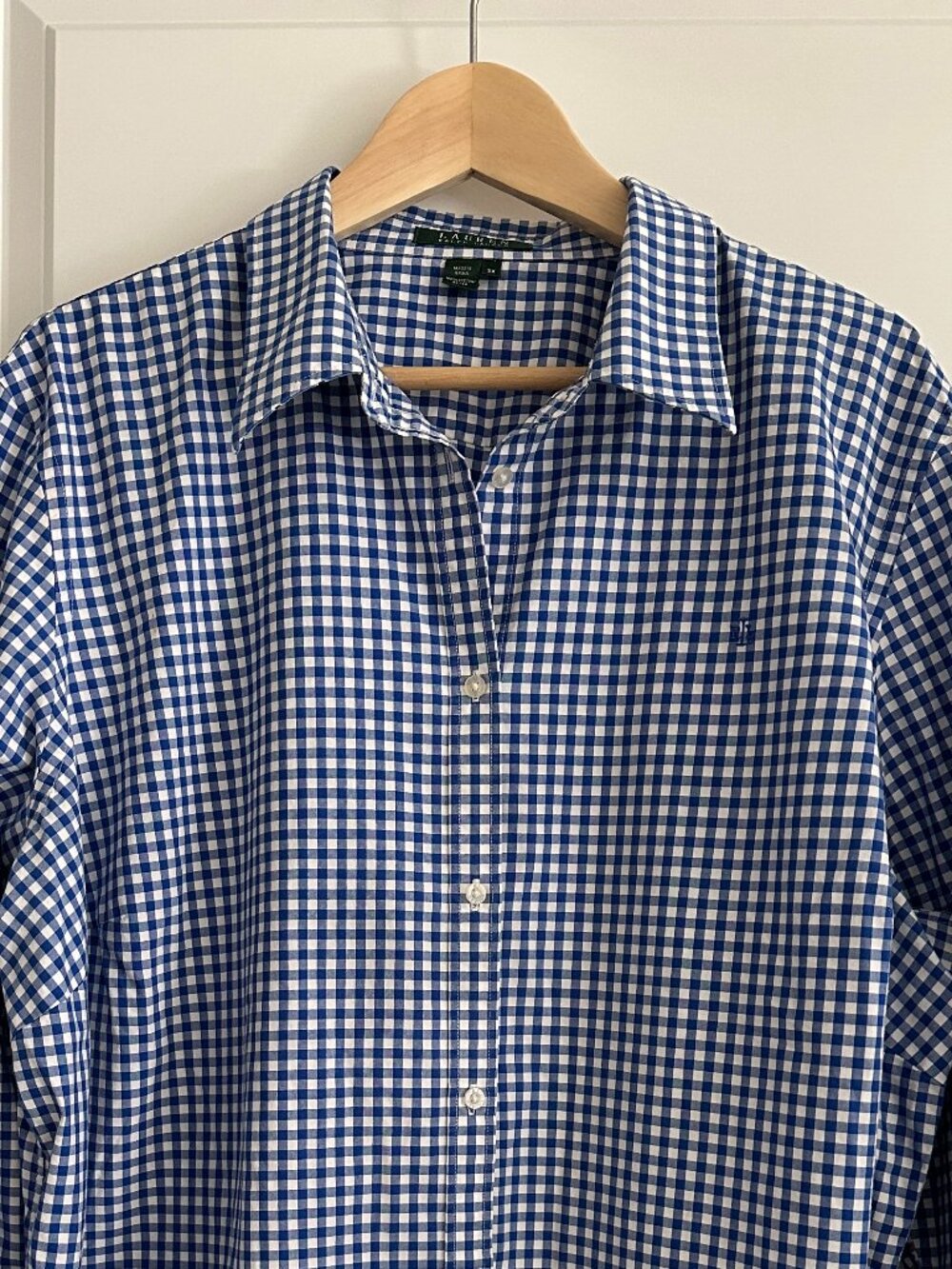 Lauren Ralph Lauren 3X Blue White Gingham Cotton Button Down Shirt